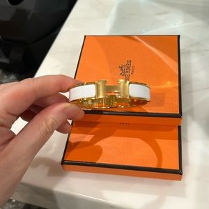 Brand new hermes clic H bracelet PM white blanc yellow gold hardware